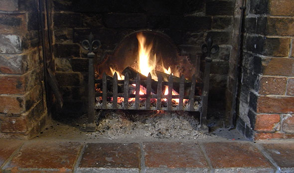 wood ash in fireplace